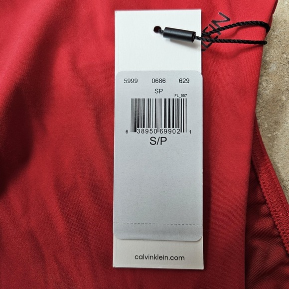 Calvin Klein Swimsuit‎ Womens Small Red One Piece Zip Front Swimwear Logo New - Picture 5 of 13